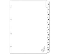 Kangaro Lot de 10 intercalaires Blanc Format A4 190 g