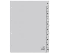 Kangaro Lot de 10 intercalaires en carton avec chiffres A4 1-10. 180 g/m² gris recy SC - K410C