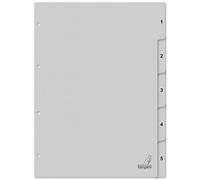 Kangaro Lot de 5 intercalaires en carton recy ris FSC 1-5 DIN A4 180 g/m²