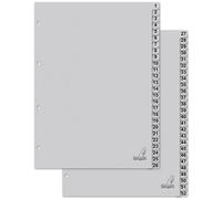Kangaro Lot de 52 intercalaires en carton DIN A4 Chiffres 1 à 52 180 g/m² Gris recy SC