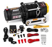 KANGAROO WINCH Treuil Electrique 12v Universel 3500 lbs / 1587 kg - Puissant et Compact avec Câble Synthétique et Télécommande - Construction Fiable - Voiture, Quad et Défis Offroad (K3500SR)