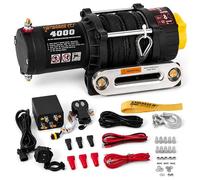KANGAROO WINCH Treuil Electrique 12v Universel 4000 lbs / 1814 kg - Puissant et Compact avec Câble Synthétique et Télécommande - Construction Fiable - Voiture, Quad et Défis Offroad (K4000SR)