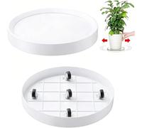 KangTeer Lot de 2 supports de pot de fleurs ronds avec roues cachées - 33,5 cm - Support mobile pour plantes d'intérieur et d'extérieur - Planche à roulettes pour pots de fleurs - Soucoupe de plantes
