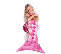 Kanguru Couverture queue de sirène sirène moelleux plaid en polaire pour canapé ou lit, sac de couchage pour garçon 135 cm de long idée cadeau fille Noël ou anniversaire lilas pieds dans la nageoire