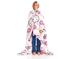 Kanguru Plaid Hello Kitty, Couverture Polaire Chaude, Couvre-lit Enfant Rose, 130 x 170 cm