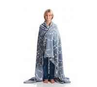 Kanguru Plaid Phosphorescent Constellations Glow in The Dark, Super Doux, Confortable, Couverture Polaire pour canapé, Plaid Canape, Jeté de lit, Adultes et Enfants, Couleur Bleu 130 x 150 cm