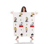 Kanguru Portable Momonga Peanuts Snoopy, Veste Manches Kangourou, canape, Couverture Polaire, Poncho, Pull, Cadeau Femme Adultes, Sweat Plaid, Blanc, 120 x 120 cm, Polyester