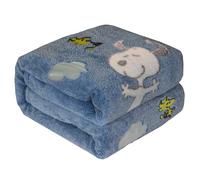Kanguru Snoopy Glow in the Dark Blue, Couverture douce en microfibre qui brille dans le noir, plaid polaire canape, idée cadeau Noël ou anniversaire, bébé ou enfant, Bleu, 130x150 cm