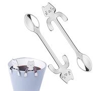 KANOSON Lot de 2 Petite Cuillère Chat Café en Acier Inoxydable, Mini Cuillère à Café et à Dessert