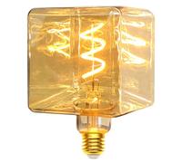 KANQIAO Ampoule E27 Vintage LED 3W Dimmable Φ95mm forme de Carré- Ambré | Ampoule LED E27 filament LED Blanc chaud 2400K Ampoule Vintage Edison Décorative pour la maison, le café, le ba