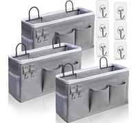 Kanrichu Lot de 3 paniers suspendus pour organisation, panier de rangement mural en tissu pour placard, cuisine, chambre, bureau, camping-car, casier (gris)