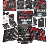 KANWOD - Coffret d'outils rempli, 1500 pièces - Ensemble d'outils dans un coffret en aluminium robuste - Coffret d'outils avec poignée de transport et roulettes - Ensemble d'outils complet, idéal pour