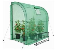 KANWOD Serre de Jardin avec Étagère, 2 Portes Enroulables et Fenêtre, Résistante à l'hiver, Stable & Facile à Monter, Serre d'hivernage pour Terrasse et Jardin, 100×200×210 cm, Vert