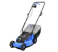 Tondeuse à gazon électrique Kanwod 1200 W avec largeur de coupe de 32 cm, panier de 30 L, hauteur de coupe réglable sur 3 niveaux 30/50/70mm, pour des pelouses jusqu'à 500 m²