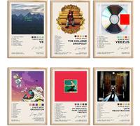Kanye West - Set de 6 posters avec couverture d'album signée en édition limitée, posters musicaux de rappeur pour chambre, décoration artistique murale pour chambre à coucher, pour adolescents et