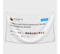 Kanye West Tapisserie murale avec 4 œillets en laiton, drapeau pour chambre, dortoir universitaire, extérieur, fêtes, cadeau, bannière d'attente
