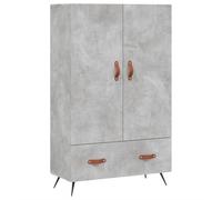 Kaorsrow Armoire haute en bois gris béton 69,5 x 31 x 115 cm | Buffet moderne pour salon et couloir. Avec des pieds en métal solides, des portes et un grand espace de rangement pour votre