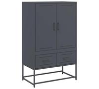 Kaorsrow Armoire polyvalente en acier anthracite 68 x 39 x 111,5 cm | Armoire métallique compacte en acier laminé à froid pour salon et bureau, avec 2 portes et 2 tiroirs.