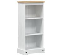 Kaorsrow Bibliothèque basse en pin massif Blanc 46 x 29 x 100 cm | Étagère rustique en bois avec 3 compartiments ouverts pour salon et étude. Beaucoup d'espace de rangement pour la décoration