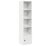 Kaorsrow Bibliothèque blanche étroite en bois 31 x 24 x 127 cm | Étagère haute étroite pour salon et chambre à coucher avec porte et compartiments ouverts pour livres et décoration.