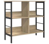 Kaorsrow Bibliothèque en chêne Sonoma 82 x 32 x 79 cm avec 4 compartiments | Étagère de rangement industrielle avec cadre en acier pour salon, bureau à domicile et couloir. Stable et flexible.
