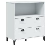 Kaorsrow Bibliothèque VIKEN - En bois - Blanc - 80 x 40 x 90 cm | Commode compacte pour le salon avec 2 tiroirs et compartiment ouvert pour des collections de livres et des décorations