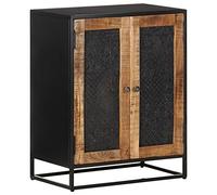 Kaorsrow Buffet en bois de manguier brut, 60 x 35 x 75 cm, commode | Armoire d'appoint industrielle avec 2 portes sculptées à la main, pré-assemblée pour votre salon et votre couloir.