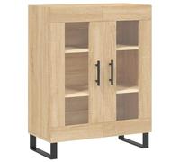 Kaorsrow Buffet en chêne Sonoma - 69,5 x 34 x 90 cm - Commode avec portes | Élégante armoire d'appoint pour salon et chambre à coucher avec portes en verre, matériau en bois robuste et pieds
