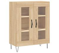 Kaorsrow Buffet en chêne Sonoma - 69,5 x 34 x 90 cm - En bois et verre | Commode élégante avec portes en verre et pieds en métal robustes pour salon et couloir