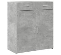 Kaorsrow Buffet gris béton 80 x 42,5 x 93 cm Buffet en bois | Commode effet béton avec 2 tiroirs et portes, idéale pour le salon, le couloir ou la chambre à coucher.
