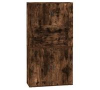 Kaorsrow Buffet haut en bois de chêne fumé 2 pièces 80 x 33 cm | Armoire polyvalente peu encombrante pour le salon et le couloir avec montage mural flexible et grand espace de rangement.