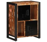 Kaorsrow Buffet multicolore 55 x 35 x 70 cm en bois massif | Armoire compacte en bois avec portes pour salon et couloir, design unique en bois vieilli avec cadre en fer robuste.