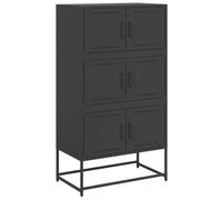 Kaorsrow Buffet noir en acier 68,5 x 38,5 x 123,5 cm Commode 6 | Armoire industrielle en métal avec 6 compartiments et portes pour salon, couloir et chambre à coucher. Montage mural stable