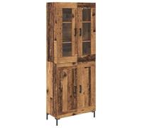 Kaorsrow Highboard Lot de 2 meubles muraux en bois aspect bois vieilli et | Commode murale peu encombrante à l'aspect bois vieilli élégant avec portes en verre pour salon, couloir et salle à manger.