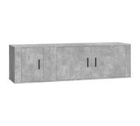 Kaorsrow Lot de 2 meubles TV muraux en bois gris béton | Meuble bas peu encombrant à fixer au mur avec portes et espace de rangement pour le salon ou la chambre à coucher.