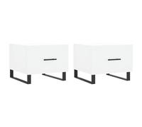 Kaorsrow Lot de 2 tables basses blanches 50 x 50 x 40 cm en bois | Table d'appoint élégante duo pour le salon avec tiroir intégré et pieds en fer solides.