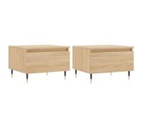 Kaorsrow Lot de 2 tables basses en chêne Sonoma - 50 x 46 x 35 cm | Duo élégant pour le salon et la chambre à coucher avec tiroir pour un rangement ordonné et pieds métalliques robustes.