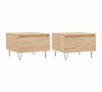 Kaorsrow Lot de 2 tables basses en chêne Sonoma 50 x 46 x 35 cm | Duo élégant pour votre salon : les tables basses peu encombrantes avec tiroir assurent l'ordre et l'espace de rangement.