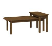 Kaorsrow Lot de 2 tables basses en pin massif marron miel | Table d'appoint flexible duo pour le salon. Table de canapé peu encombrante en bois naturel pour collations et décoration.