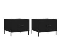 Kaorsrow Lot de 2 tables basses noires 50 x 50 x 40 cm en bois et fer | Duo élégant pour le salon : deux tables d'appoint avec tiroir intégré et pieds métalliques solides.