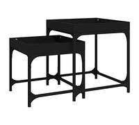 Kaorsrow Lot de 2 tables d'appoint noires | Table basse duo peu encombrante au design industriel pour le salon et la chambre à coucher avec pieds métalliques stables.