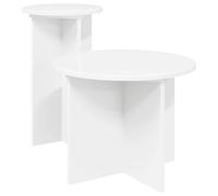 Kaorsrow Lot de 2 tables d'appoint rondes blanches en bois | Duo de table basse polyvalente pour le salon ou la chambre à coucher, peut être combiné avec une grande capacité de charge.