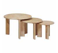 Kaorsrow Lot de 3 tables basses gigognes noires en bois massif de mangue | Trio de table basse peu encombrante en bois de manguier véritable pour le salon, empilable et stable.