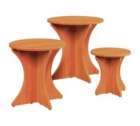 Kaorsrow Lot de 3 tables basses rondes en pin massif | Table d'appoint trio peu encombrante en bois de pin pour des heures confortables dans le salon, réglable de manière flexible.