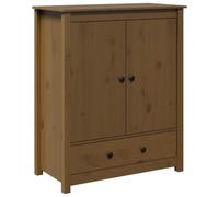 Kaorsrow Meuble haut en pin massif marron miel 83 x 41,5 x 100 cm | Buffet rustique en pin massif avec tiroir et compartiments pour salon et couloir.