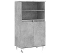 Kaorsrow Meuble haut gris béton 60 x 36 x 110 cm en bois | Commode industrielle avec 6 compartiments et pieds métalliques solides pour salon, couloir et salle à manger.