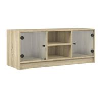 Kaorsrow Meuble TV en chêne Sonoma 102 x 37 x 42 cm Meuble bas avec portes | Meuble TV élégant pour salon avec 2 compartiments, capacité de charge de 80 kg et portes transparentes.