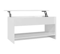 Kaorsrow Table basse avec fonction Lift Top Blanc brillant 102 x 50 cm | Table de salon réglable en hauteur en bois solide avec espace de rangement caché pour le salon.