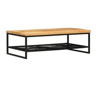 Kaorsrow Table basse en bois massif de manguier industriel 110 x 55 x 35 cm | Table solide au design industriel avec incrustations décoratives et pieds en fer robustes pour votre salon.