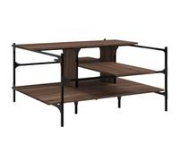 Kaorsrow Table basse marron aspect chêne 100 x 100 x 48,5 cm | Table de salon stable avec espace de rangement pour les collations et les magazines, pieds en métal robustes pour une bonne
